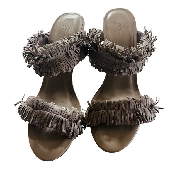 Joie Poppi Suede Leather Fringe Stilleto Slip On Heels Size 39.5 - Picture 4 of 9